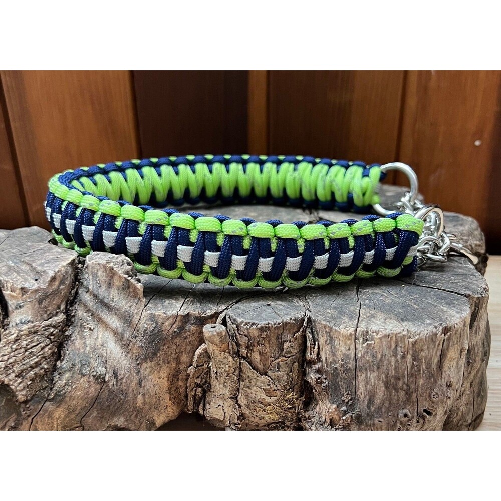 Fits 16.5 in. Neck Size, Half Check Chain Paracord Dog Collar HANDMADE NEW